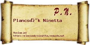 Plancsák Ninetta névjegykártya